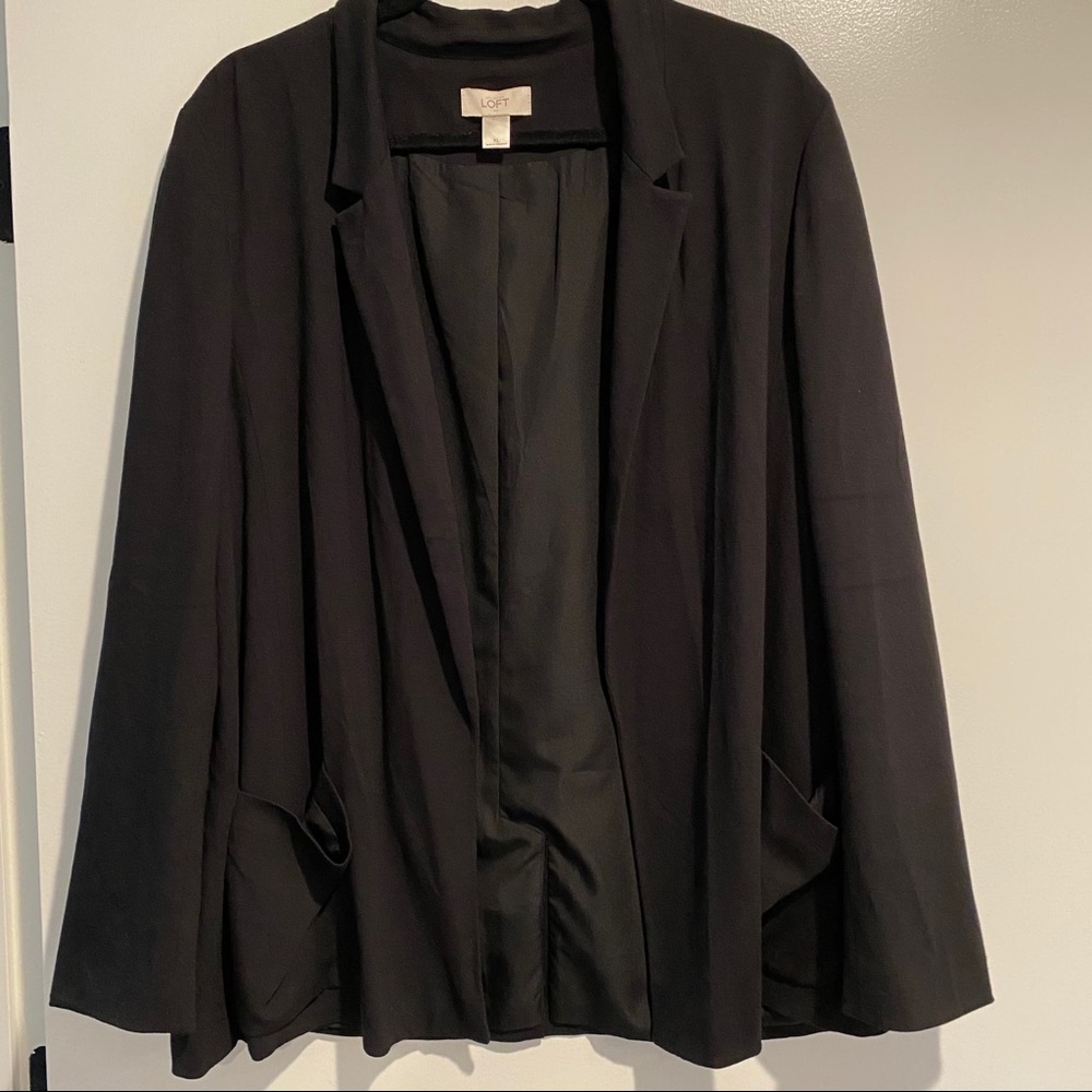 Loft Black Open Front Blazer w Pockets XL